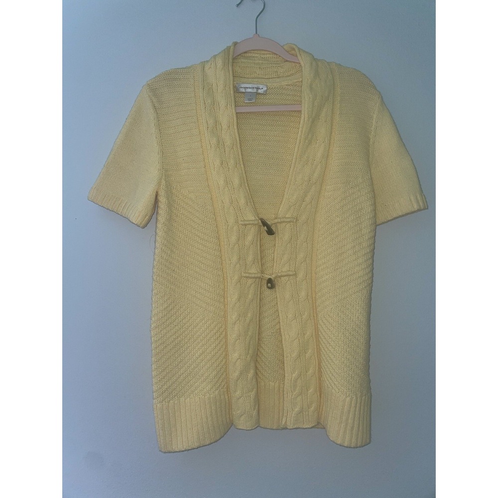 Christopher Banks Sweater Women's Small  Cardigan Yellow  Loose Knit/crochet